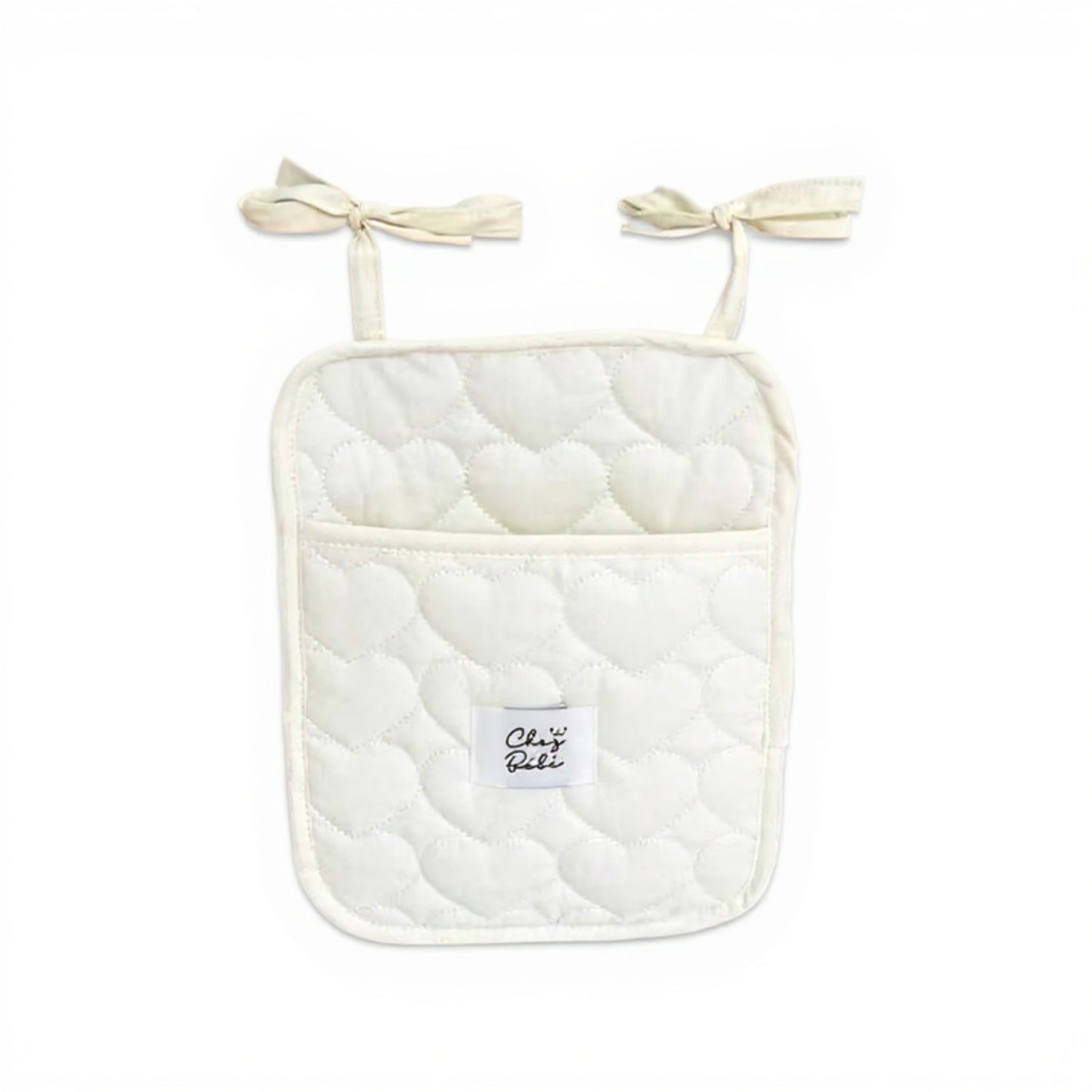 Anna-Kaci Quilted Heart Pattern Hanging Storage Pouch with Bow Tie Straps