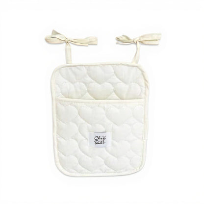 Anna-Kaci Quilted Heart Pattern Hanging Storage Pouch with Bow Tie Straps