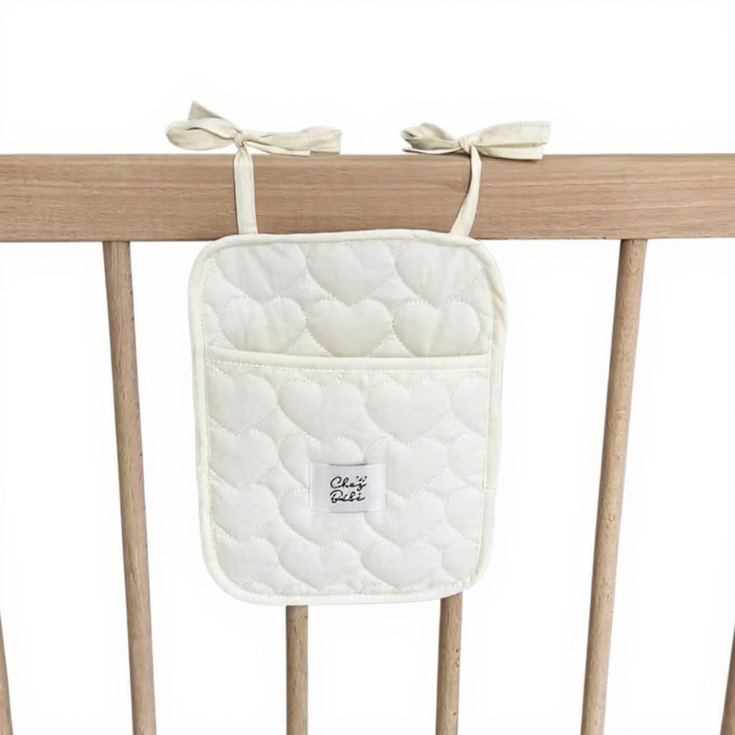 Anna-Kaci Quilted Heart Pattern Hanging Storage Pouch with Bow Tie Straps