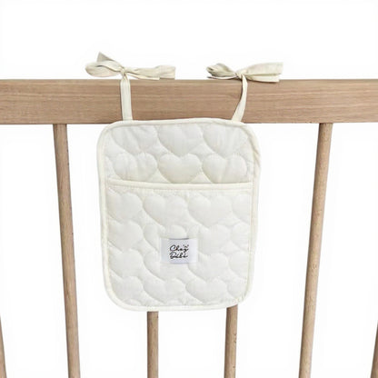 Anna-Kaci Quilted Heart Pattern Hanging Storage Pouch with Bow Tie Straps