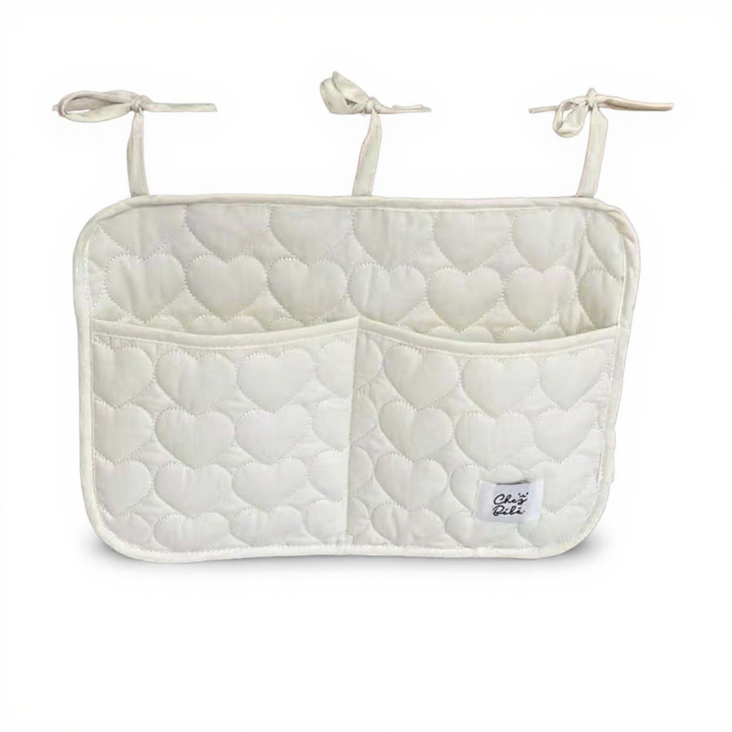 Anna-Kaci Quilted Heart Pattern Hanging Storage Pouch with Bow Tie Straps