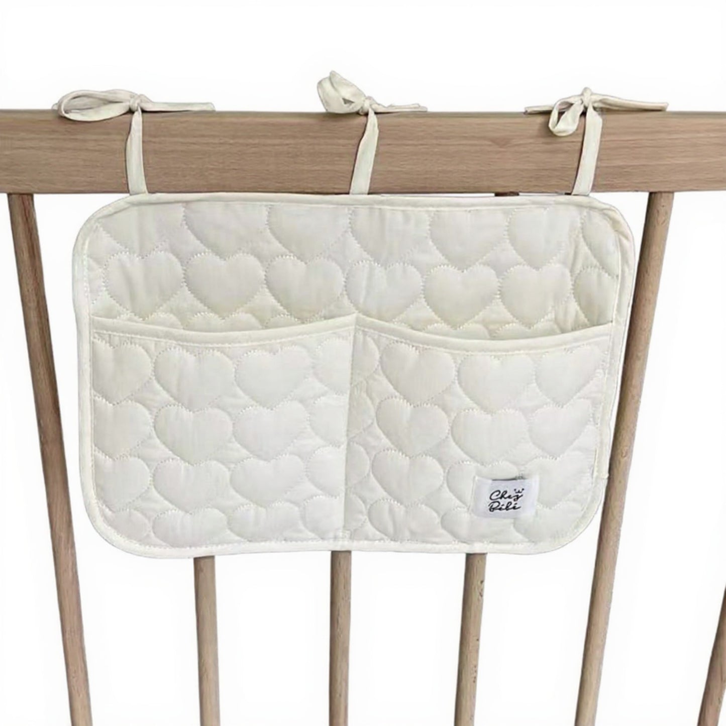 Anna-Kaci Quilted Heart Pattern Hanging Storage Pouch with Bow Tie Straps