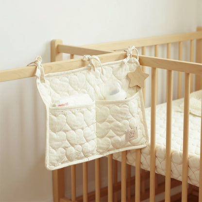 Anna-Kaci Quilted Heart Pattern Hanging Storage Pouch with Bow Tie Straps