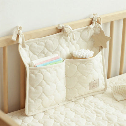 Anna-Kaci Quilted Heart Pattern Hanging Storage Pouch with Bow Tie Straps