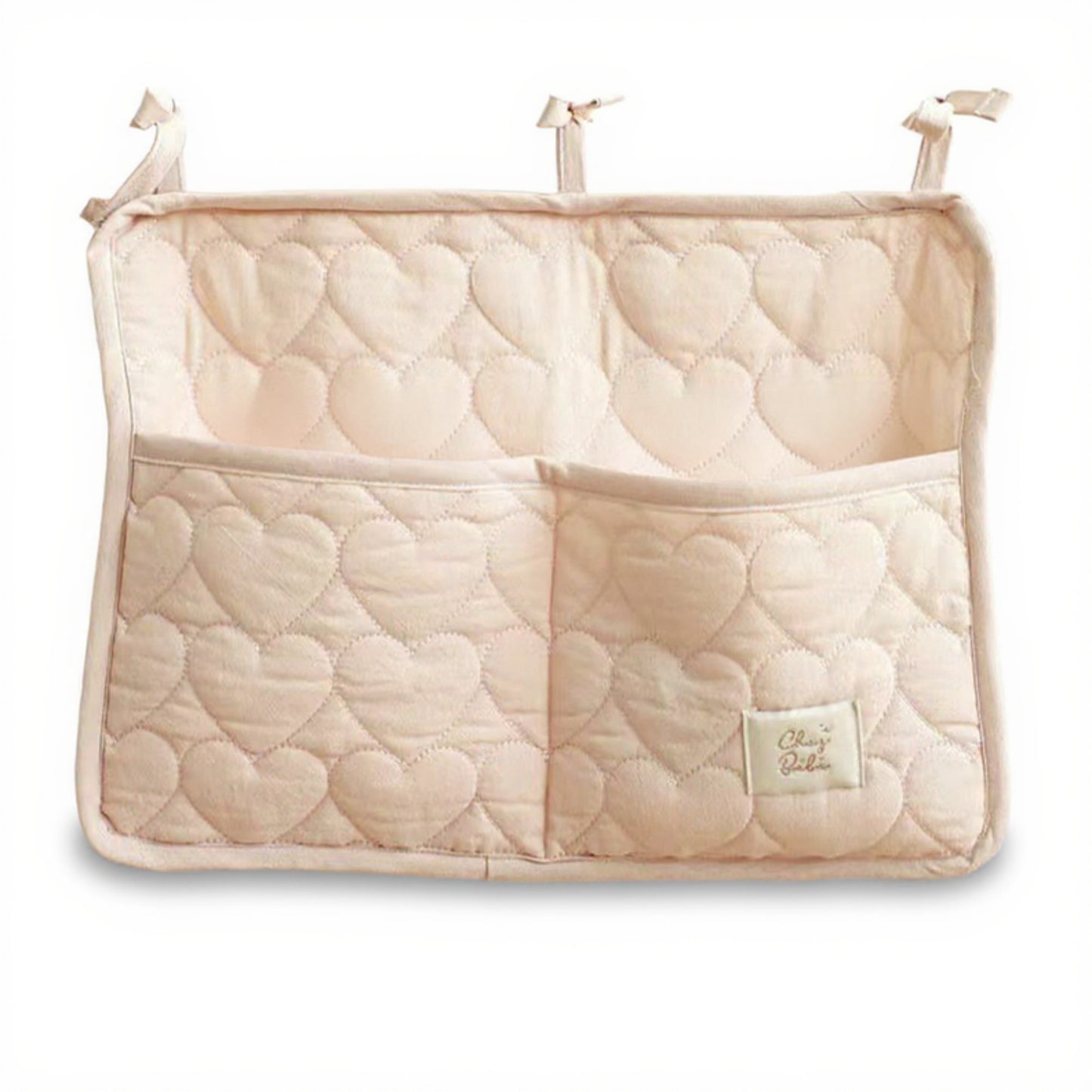 Anna-Kaci Quilted Heart Pattern Hanging Storage Pouch with Bow Tie Straps