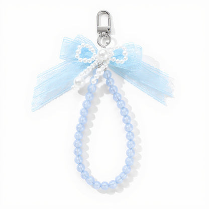 Anna-Kaci Beaded Keychain with Lace Bow and Pearl Accents