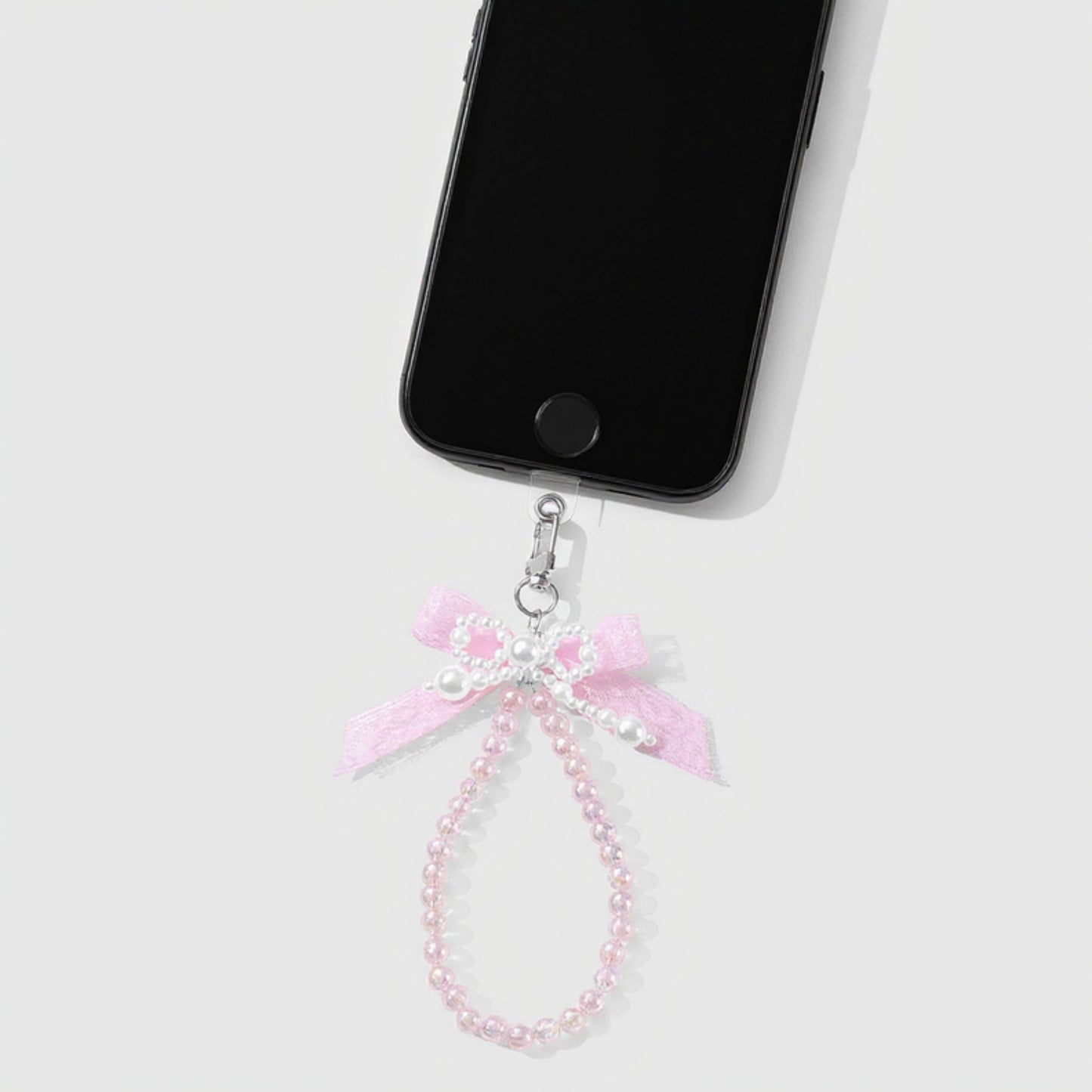 Anna-Kaci Beaded Keychain with Lace Bow and Pearl Accents