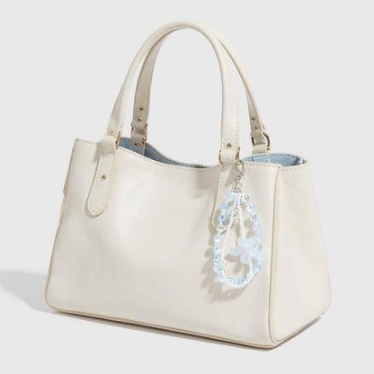 Anna-Kaci 2-Piece Blue Beaded Keychain with Flower Charm and Silver Star Accents