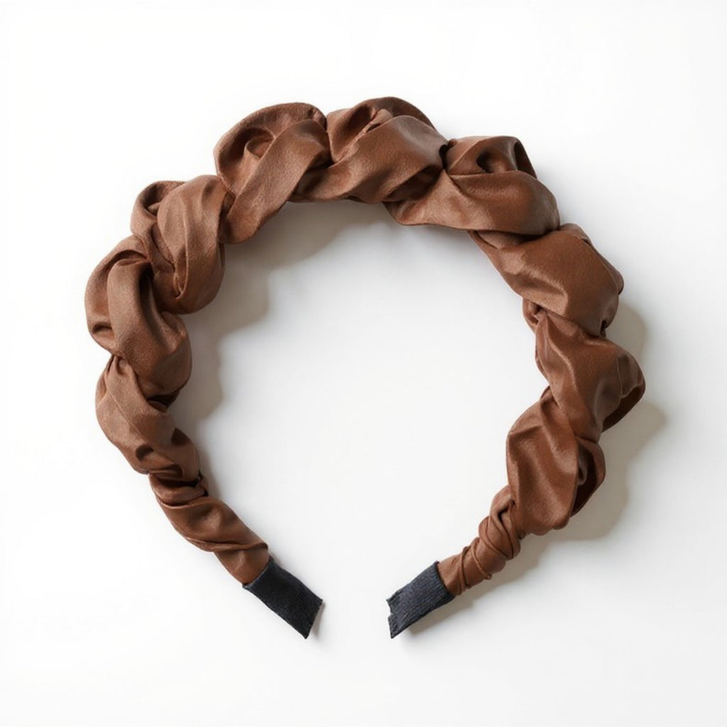 Anna-Kaci 3-Piece Twisted Satin Headband with Ruched Design and Padded Comfort Fit