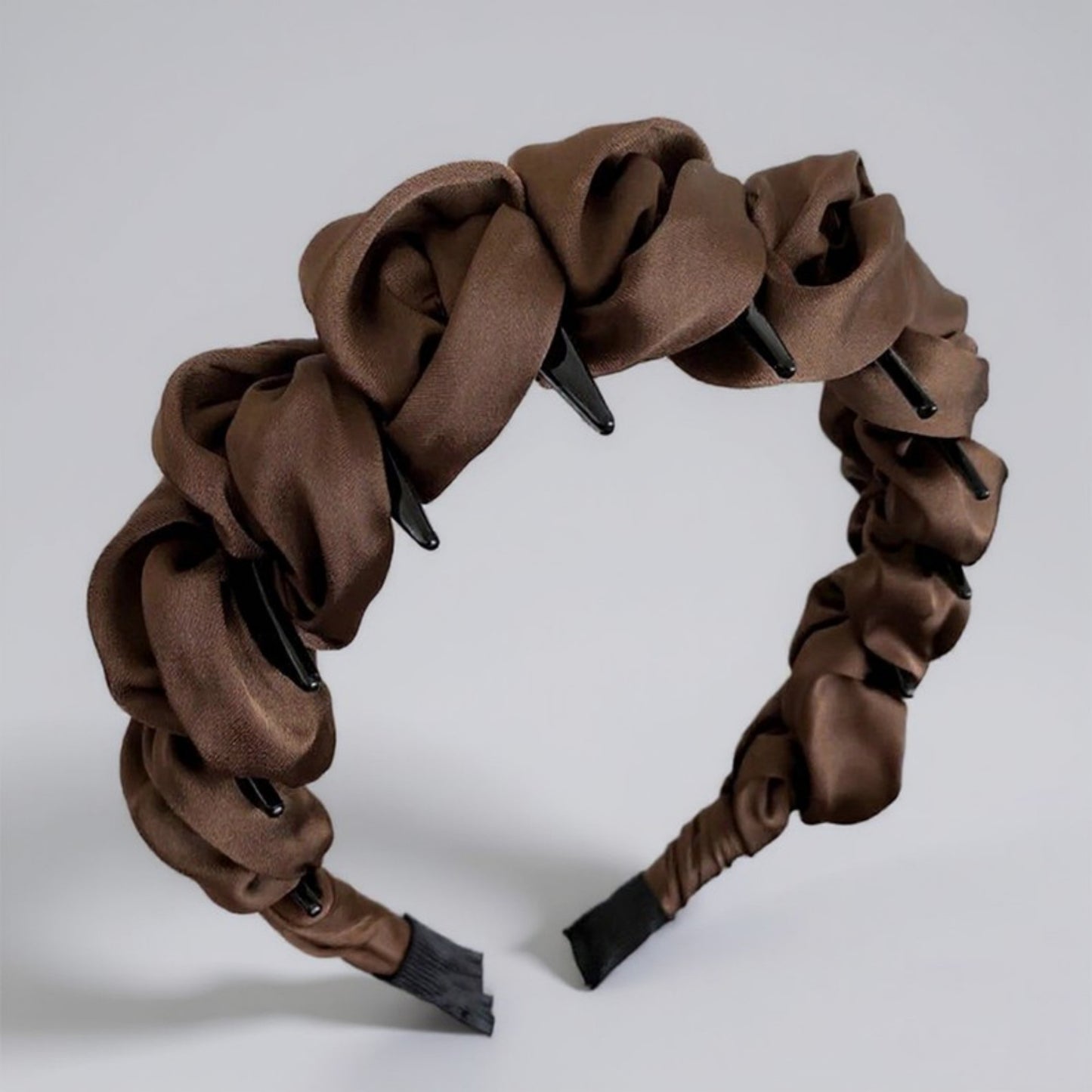 Anna-Kaci 3-Piece Twisted Satin Headband with Ruched Design and Padded Comfort Fit