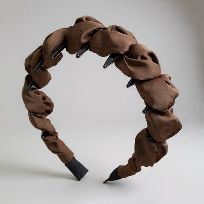 Anna-Kaci 3-Piece Twisted Satin Headband with Ruched Design and Padded Comfort Fit