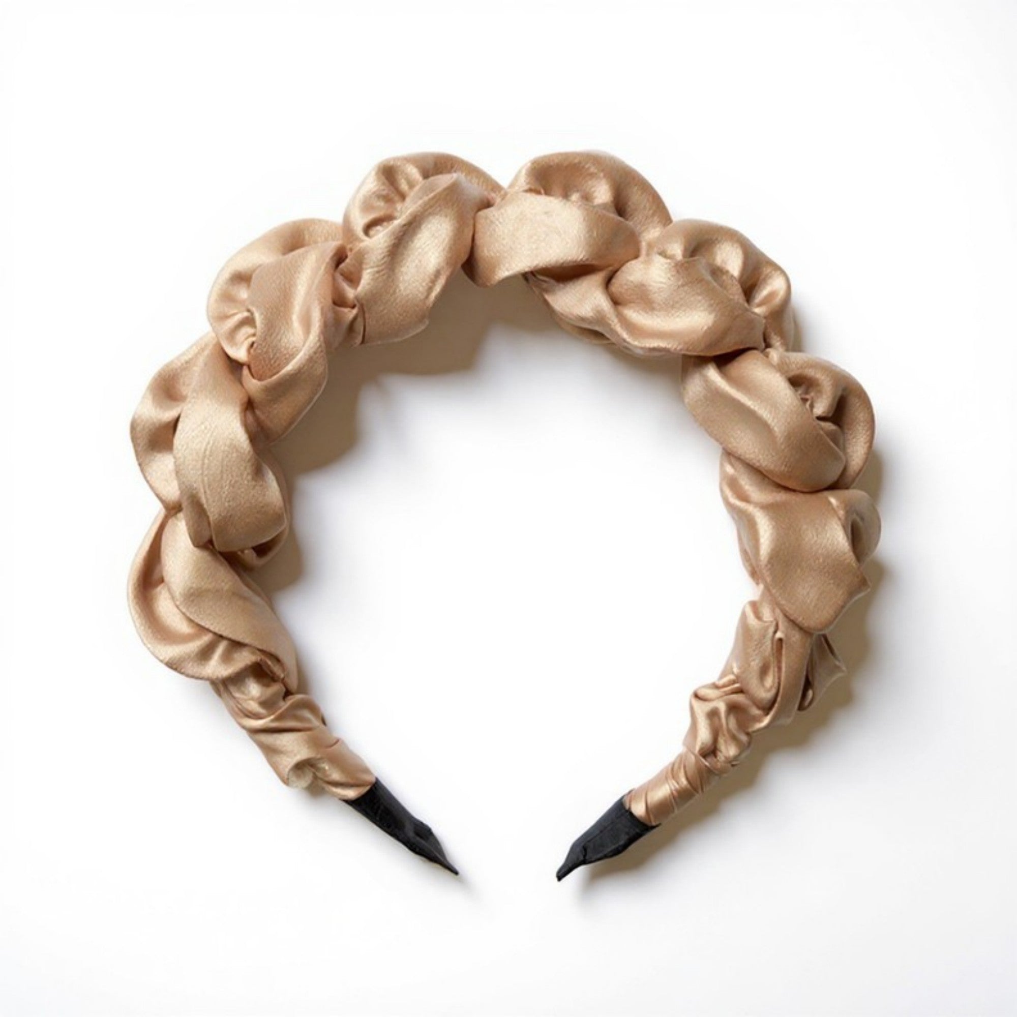 Anna-Kaci 3-Piece Twisted Satin Headband with Ruched Design and Padded Comfort Fit