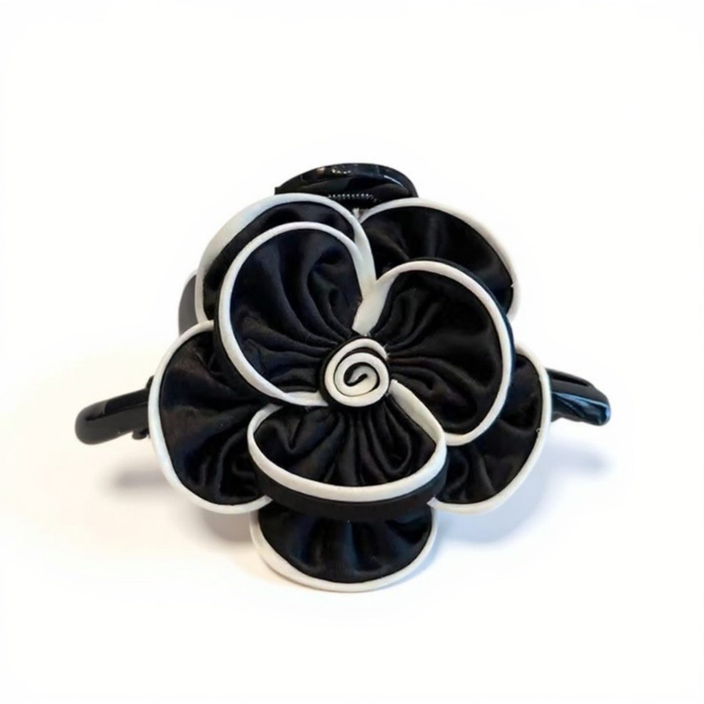 Anna-Kaci Fabric Flower Hair Claw Clip with Contrast Trim and Strong Grip