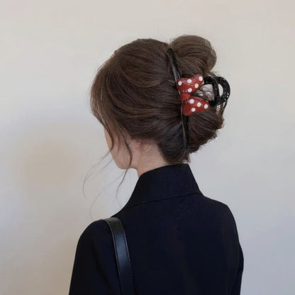 Anna-Kaci Bow Hair Claw Clip with Polka Dot Design and Strong Grip 6in