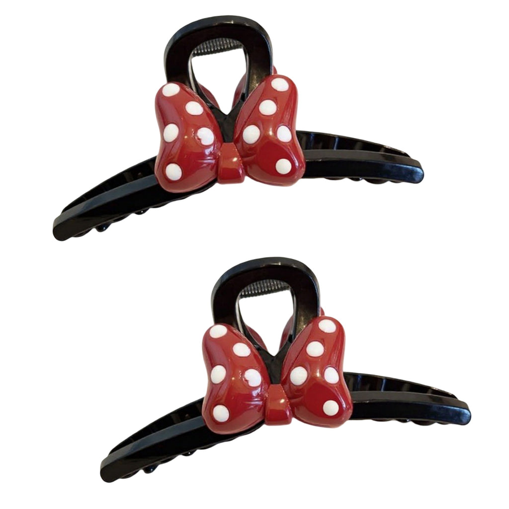 Anna-Kaci 2pcs Bow Hair Claw Clip with Polka Dot Design and Strong Grip 6in