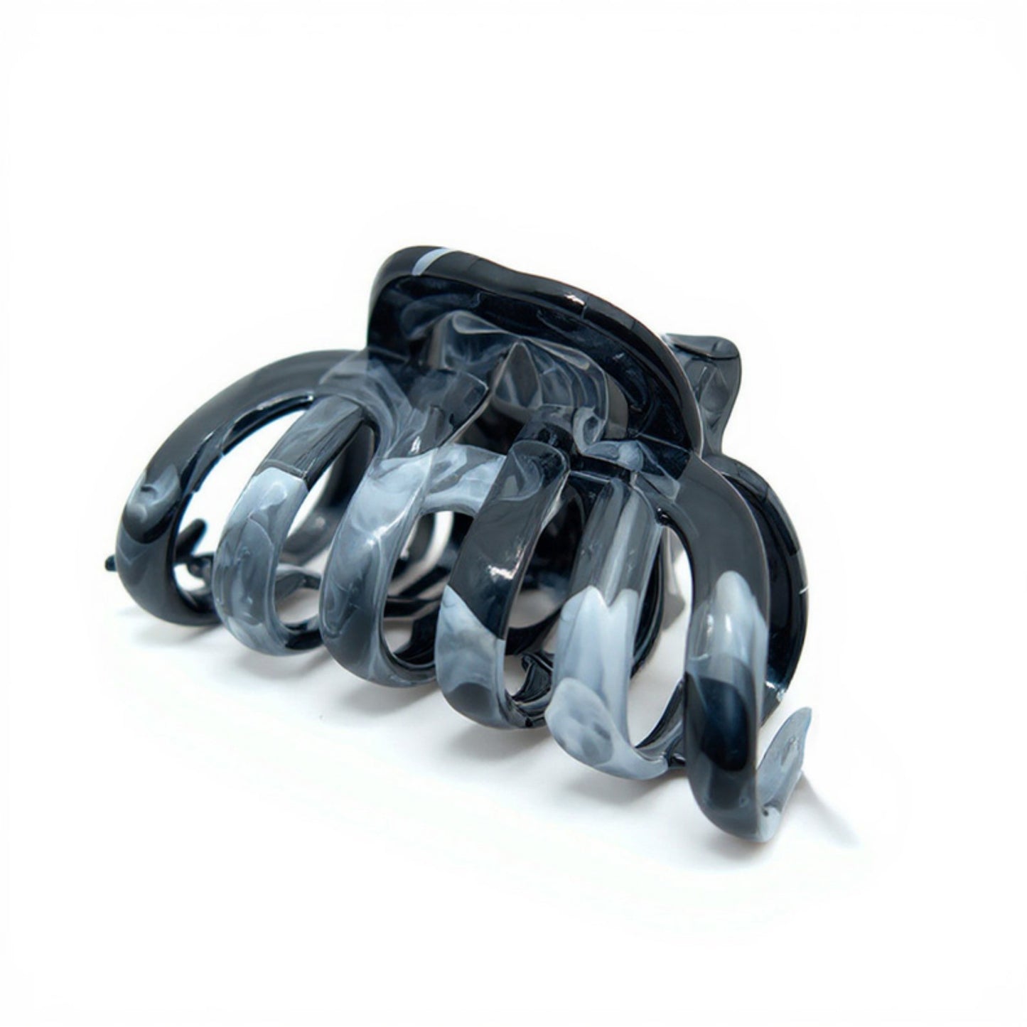 Anna-Kaci 2-Piece Translucent Marbled Hair Claw Clips Set with Curved Grip Design 4in