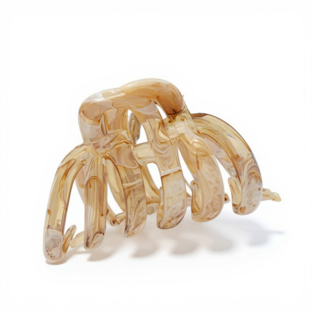 Anna-Kaci 2-Piece Translucent Marbled Hair Claw Clips Set with Curved Grip Design 4in