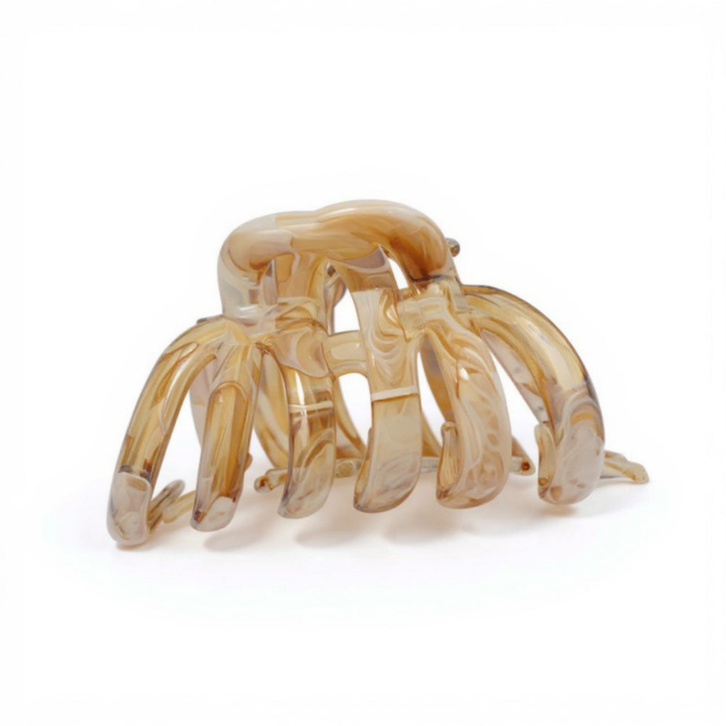 Anna-Kaci 2-Piece Translucent Marbled Hair Claw Clips Set with Curved Grip Design 4in