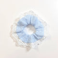 Anna-Kaci 3-Piece Lace Trim Textured Scrunchies Set with Soft Elastic Design 4.7in