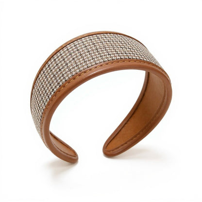 Anna-Kaci Textured Fabric Headband with Oversized Acrylic Ring Accent 6.3x4.7x1.2in