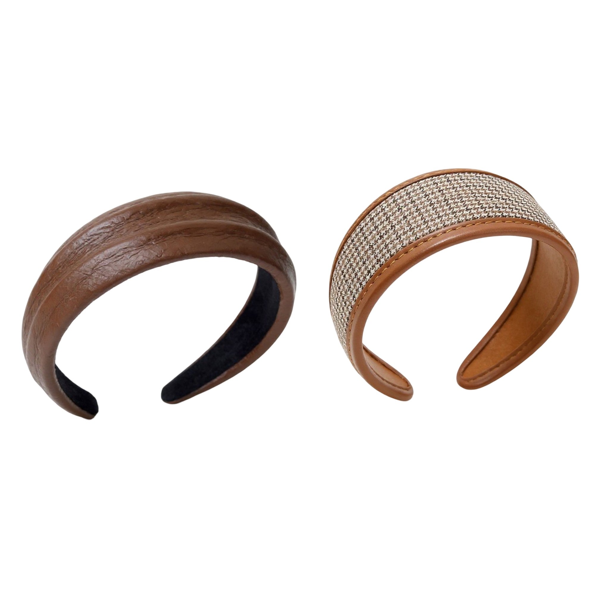 Anna-Kaci 2pcs Textured Fabric Headband with Oversized Ring Accent 6.3x4.7x1.2in
