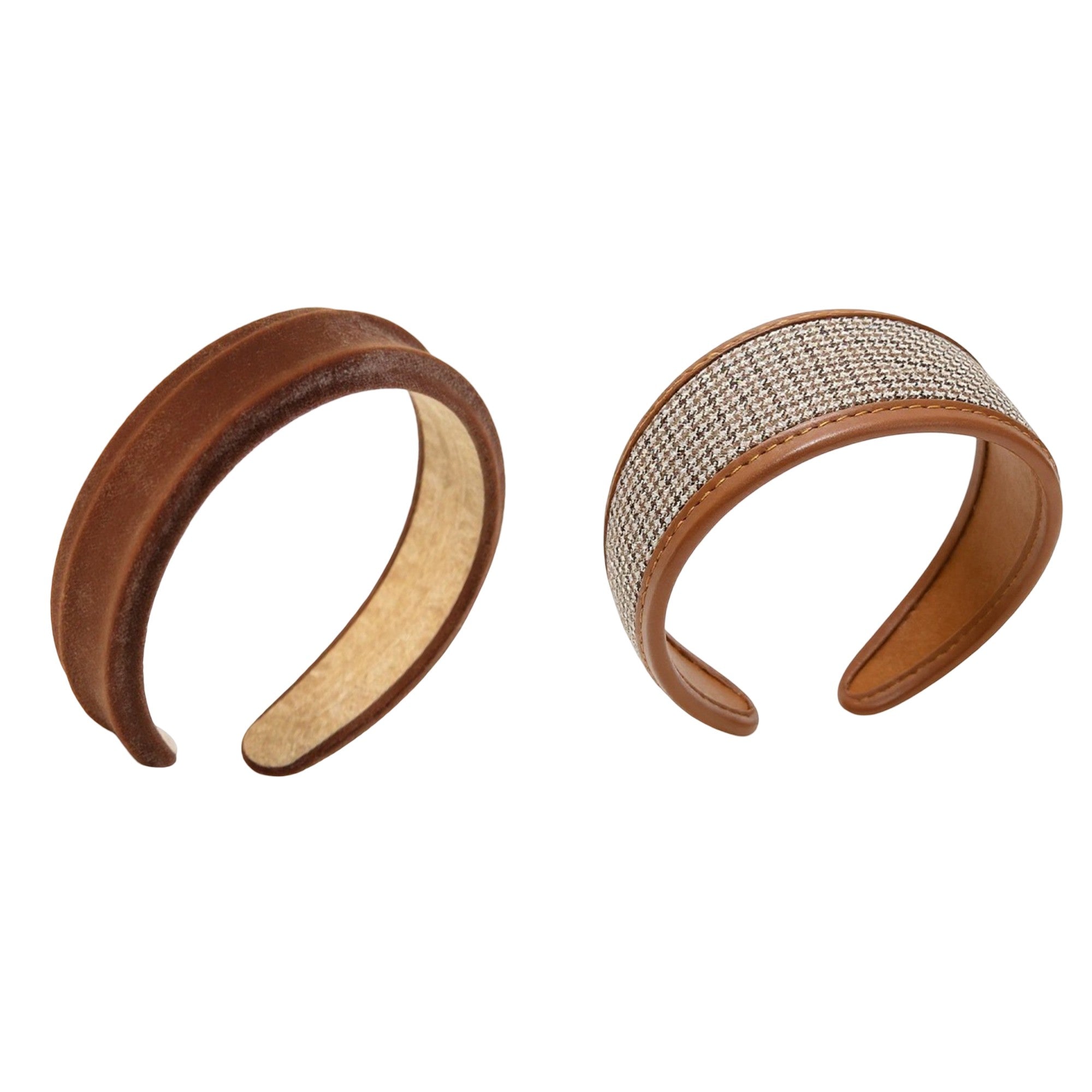 Anna-Kaci 2pcs Textured Fabric Headband with Oversized Ring Accent 6.3x4.7x1.2in