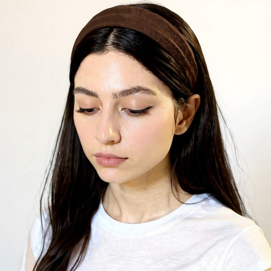 Anna-Kaci Textured Fabric Headband with Oversized Acrylic Ring Accent 6.3x4.7x1.2in
