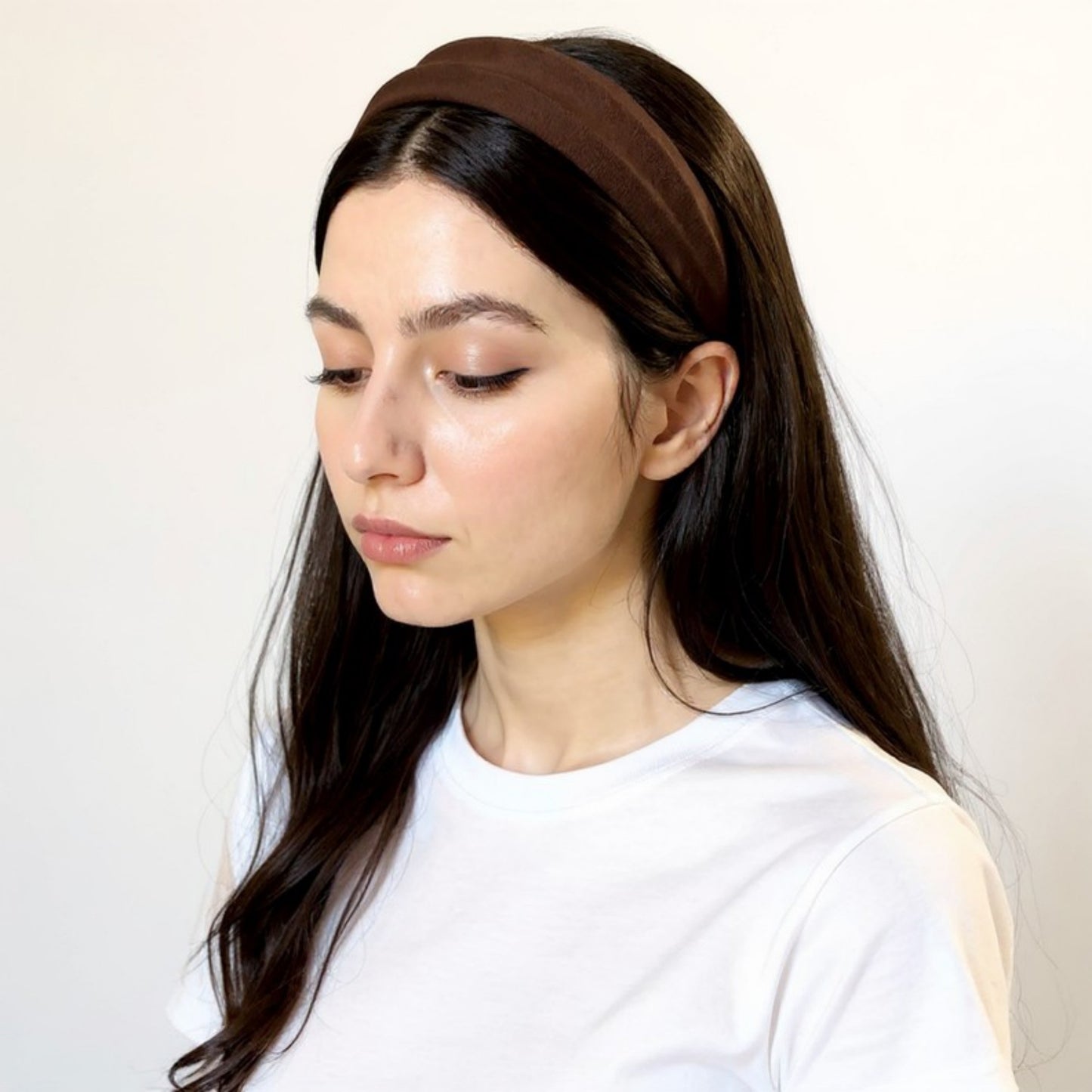 Anna-Kaci Textured Fabric Headband with Oversized Acrylic Ring Accent 6.3x4.7x1.2in