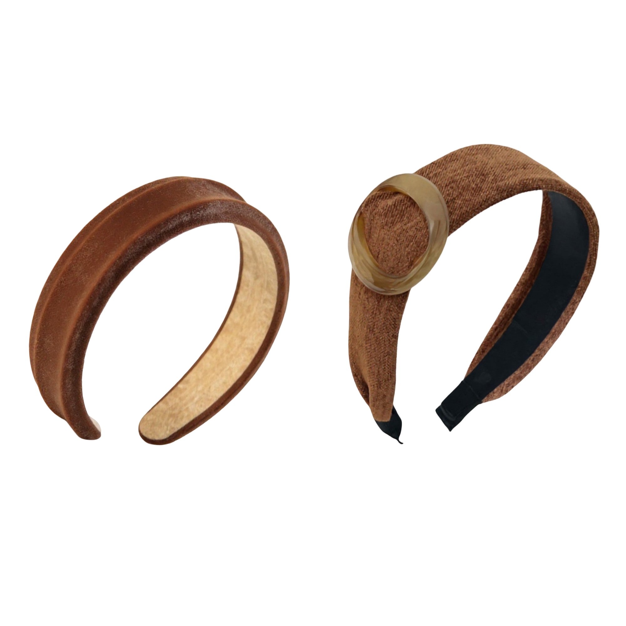 Anna-Kaci 2pcs Textured Fabric Headband with Oversized Ring Accent 6.3x4.7x1.2in