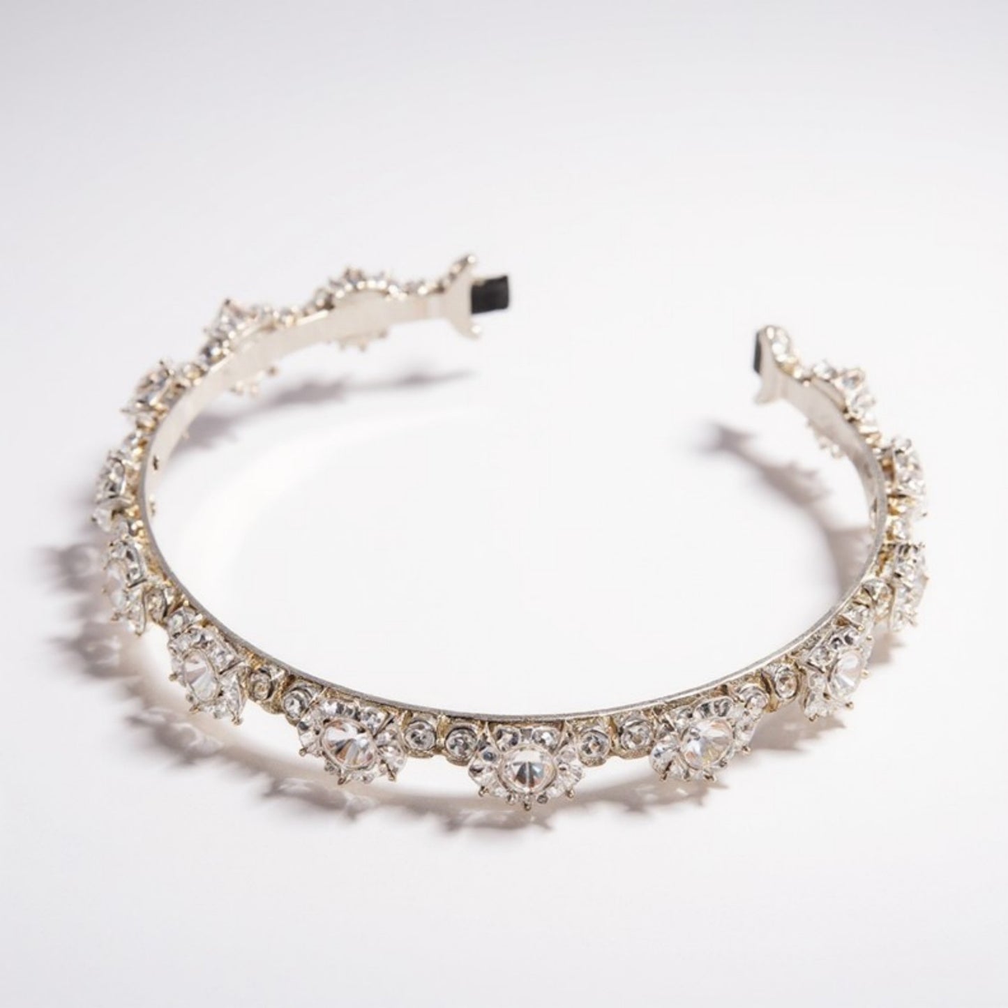 Anna-Kaci Embellished Crystal Bead Hairband with Wrapped Satin Design and Grip Teeth 5in