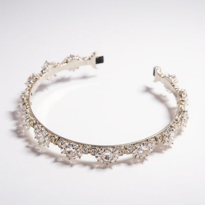 Anna-Kaci Embellished Crystal Bead Hairband with Wrapped Satin Design and Grip Teeth 5in