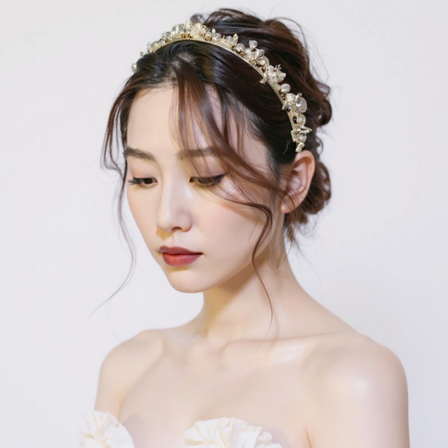 Anna-Kaci Embellished Crystal Bead Hairband with Wrapped Satin Design and Grip Teeth 5in