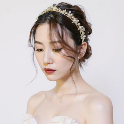 Anna-Kaci Embellished Crystal Bead Hairband with Wrapped Satin Design and Grip Teeth 5in