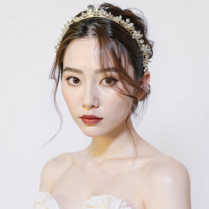 Anna-Kaci Embellished Crystal Bead Hairband with Wrapped Satin Design and Grip Teeth 5in