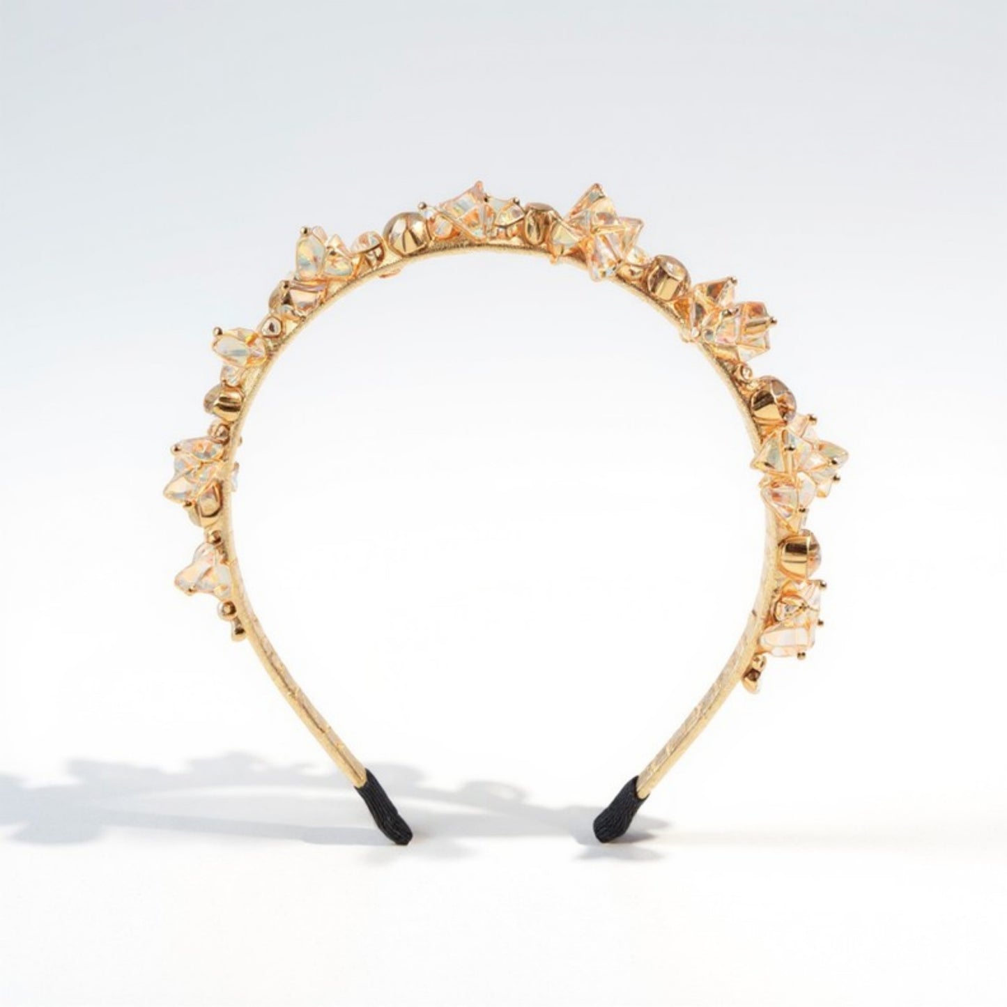 Anna-Kaci Embellished Crystal Bead Hairband with Wrapped Satin Design and Grip Teeth 5in