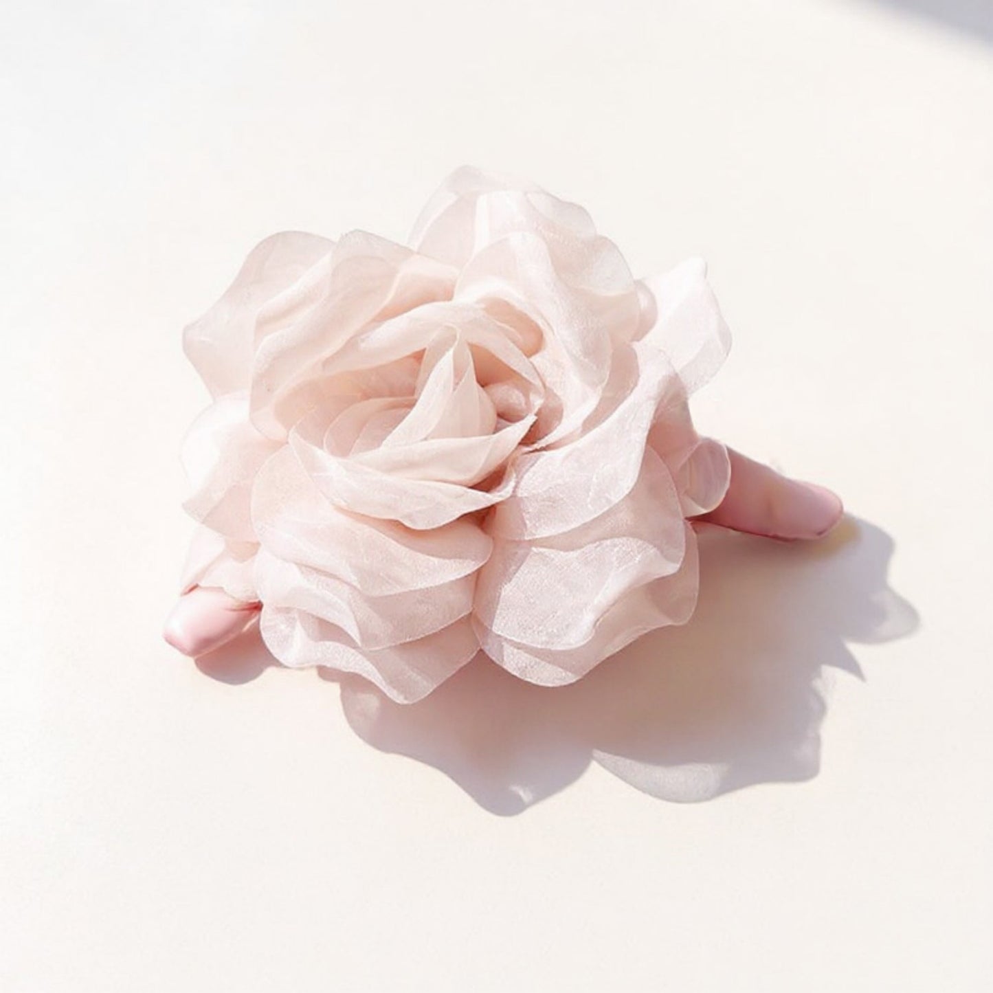 Anna-Kaci Large Sheer Fabric Flower Hair Clip with Layered Petal Design 5in