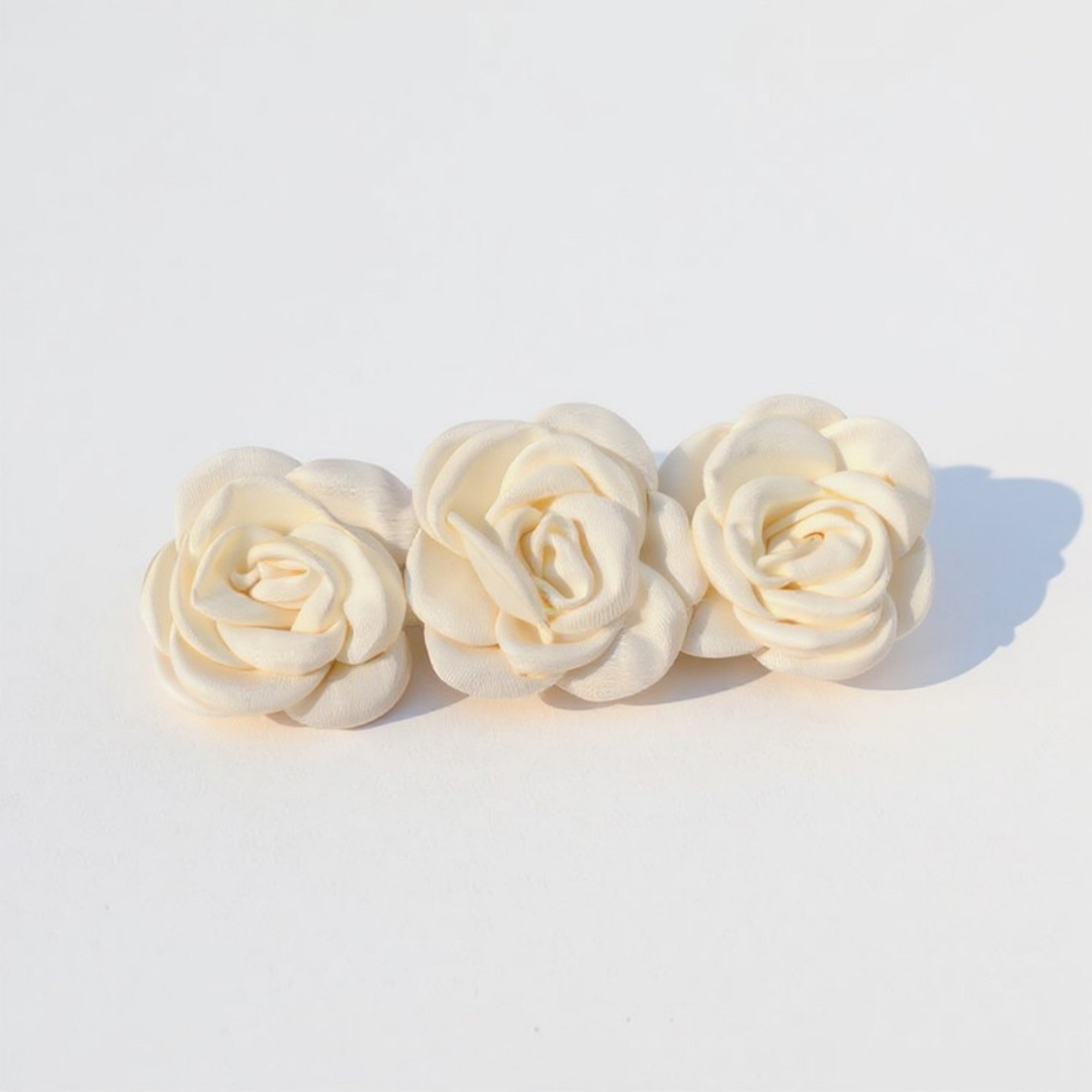 Anna-Kaci 3-Piece Sheer Fabric Rose Flower Hair Clips Set for Elegant Styling 4x1.5in