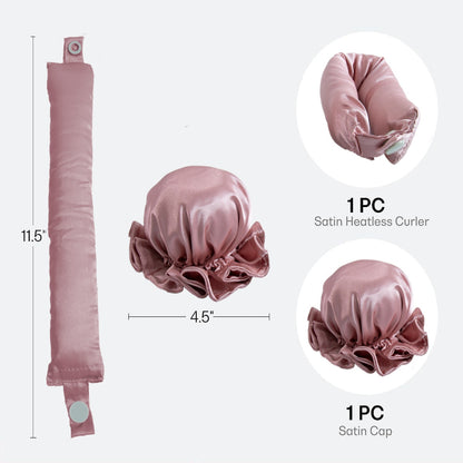 Anna-Kaci Heatless Curling Set with Hair Wrap and Elastic Bonnet Cap 11.5in/4.5in