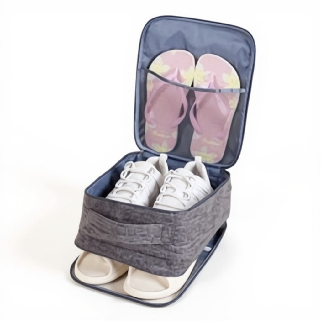 Anna-Kaci Travel Shoe Storage Bag with Mesh Panel and Dual Zipper Closure 12x9x6in
