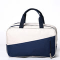 Anna-Kaci Two-Tone Canvas Travel Duffel Bag with Dual Handles and Front Zipper Pocket 7.8x13x6.3in