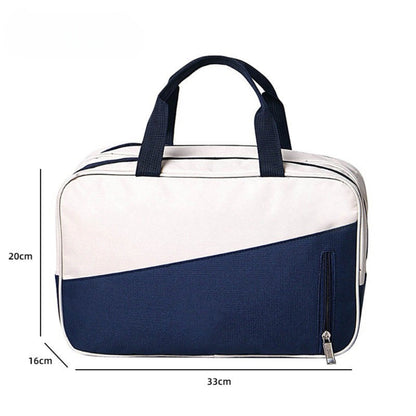 Anna-Kaci Two-Tone Canvas Travel Duffel Bag with Dual Handles and Front Zipper Pocket 7.8x13x6.3in