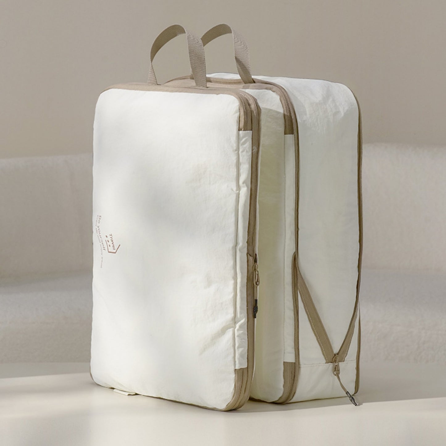 Anna-Kaci 4-Piece Travel Packing Cube Set with Handles and Zip Closures for Organized Luggage Storage