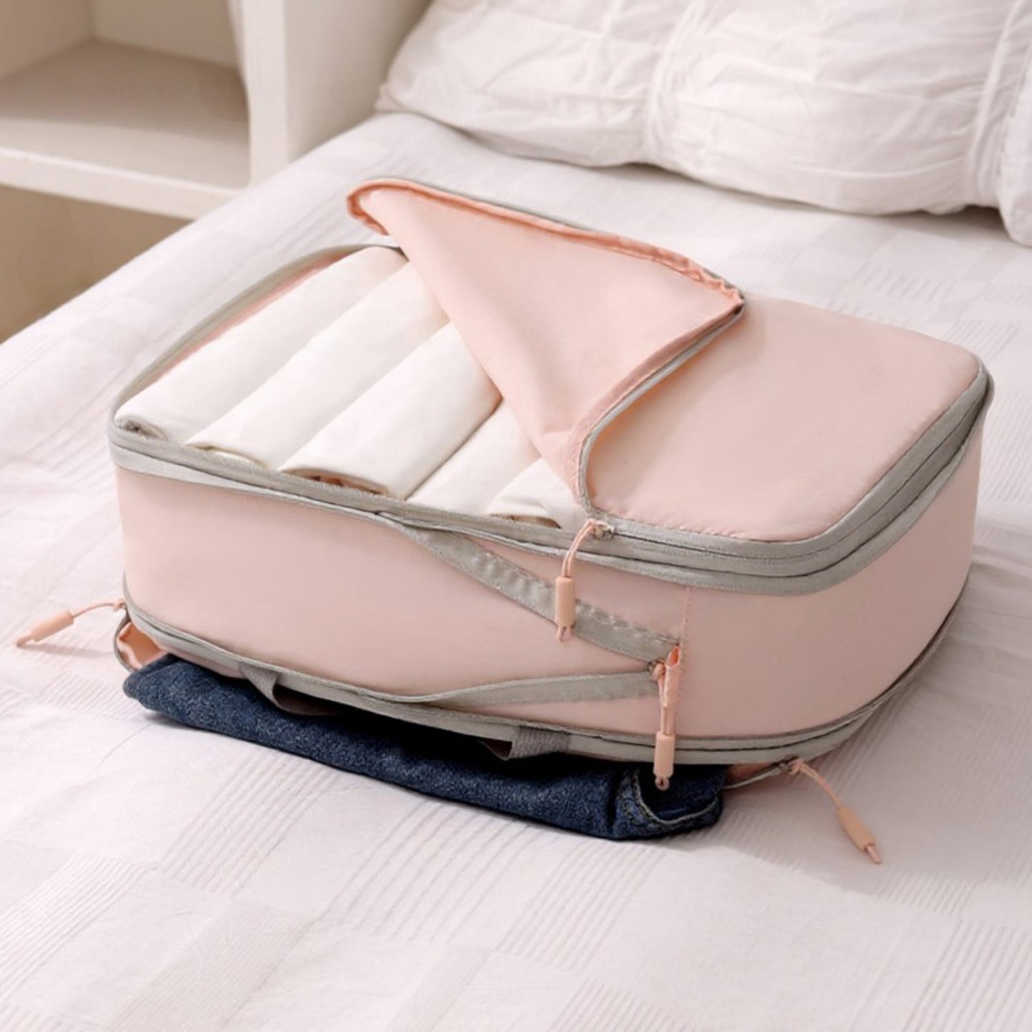 Anna-Kaci Travel Toiletry Bag Organizer with Handle and Dual Zipper Compartments