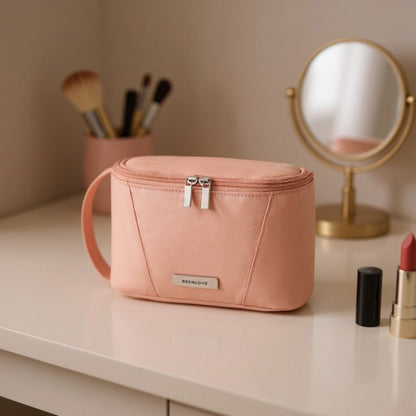 Anna-Kaci Rectangular Travel Toiletry Bag with Dual Zipper and Side Handle 8.5x3.5x5in