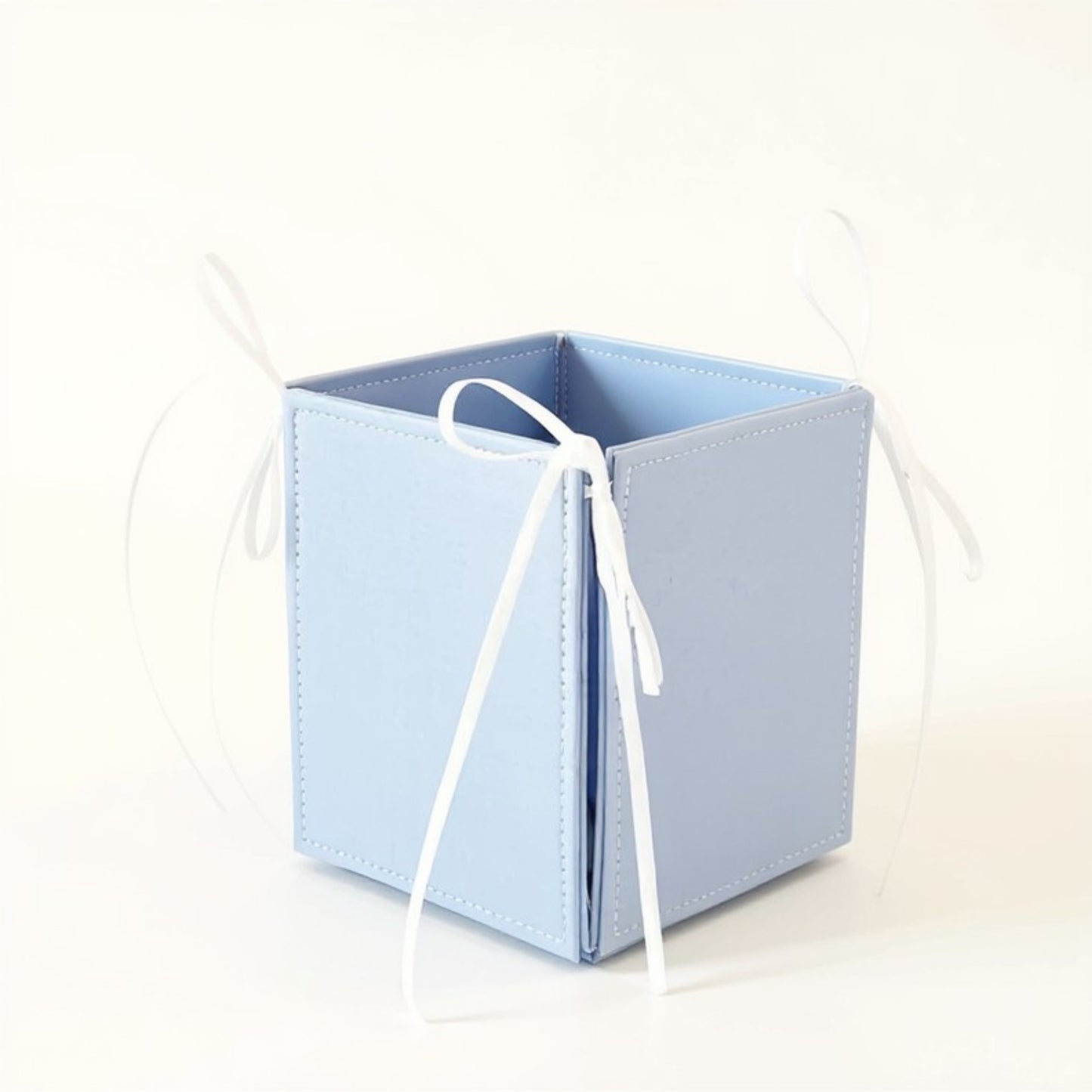Anna-Kaci Foldable Pencil Holder with Ribbon Tie Corners and Multi-Section Design 3x4in