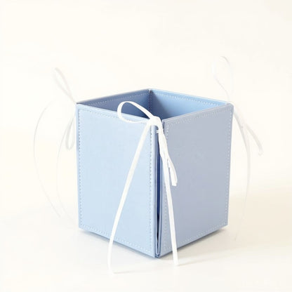 Anna-Kaci Foldable Pencil Holder with Ribbon Tie Corners and Multi-Section Design 3x4in