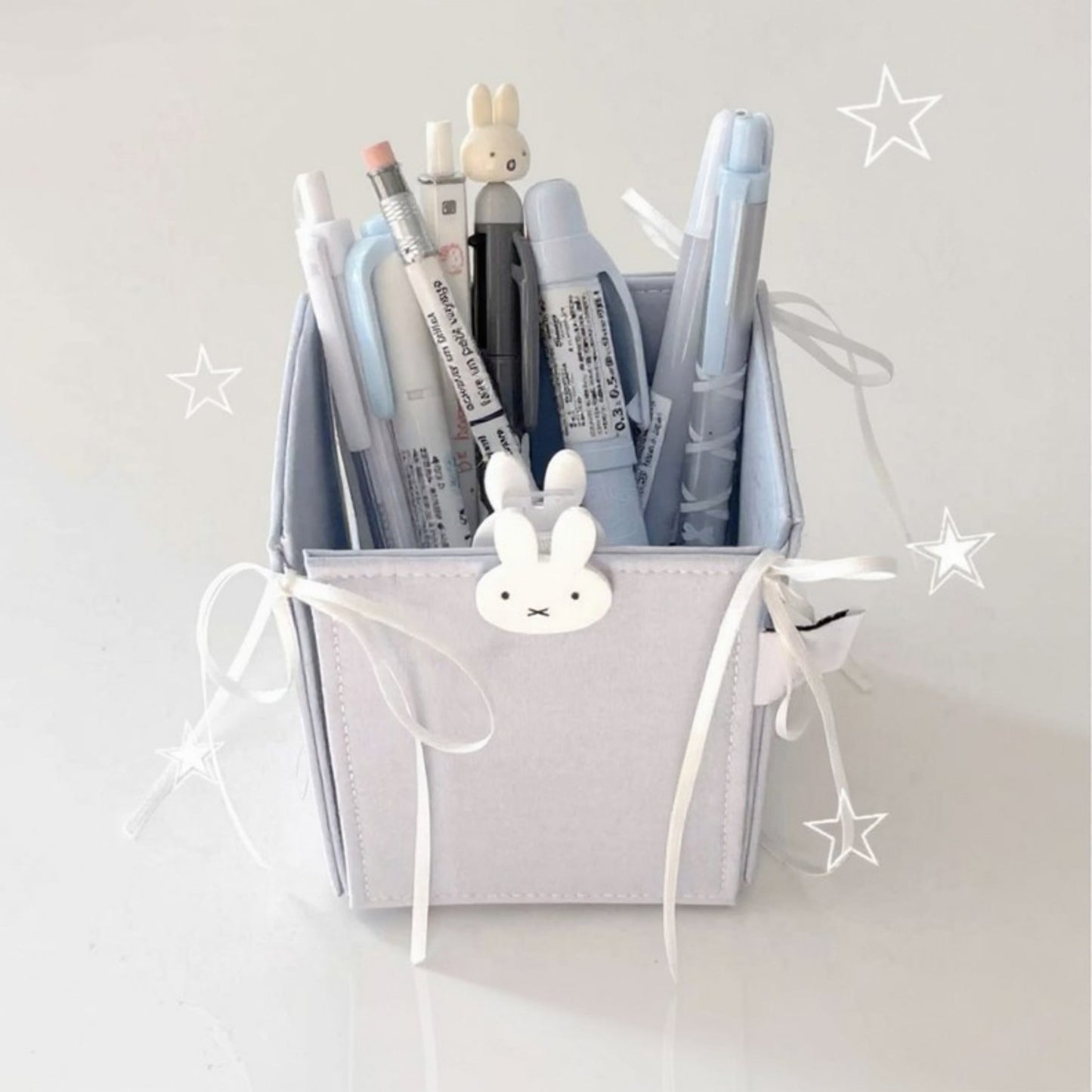 Anna-Kaci Foldable Pencil Holder with Ribbon Tie Corners and Multi-Section Design 3x4in