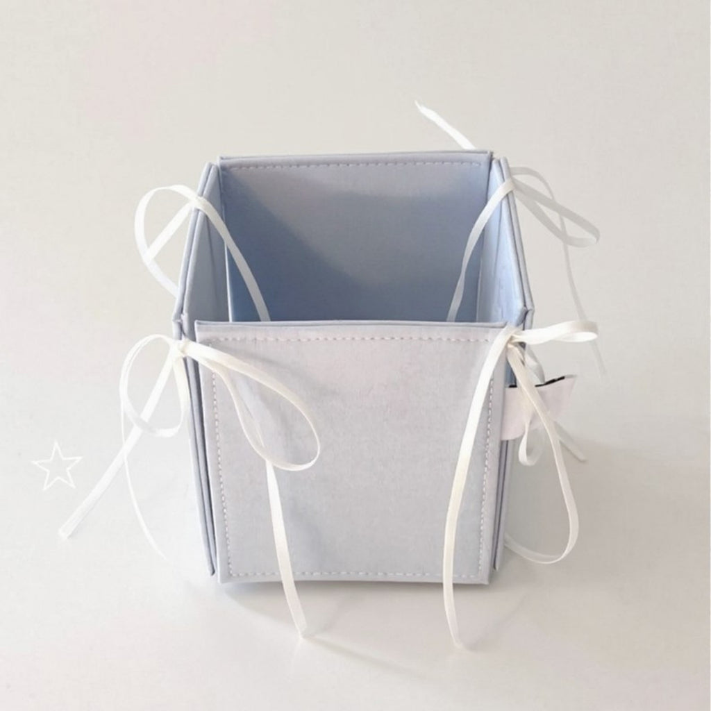 Anna-Kaci Foldable Pencil Holder with Ribbon Tie Corners and Multi-Section Design 3x4in