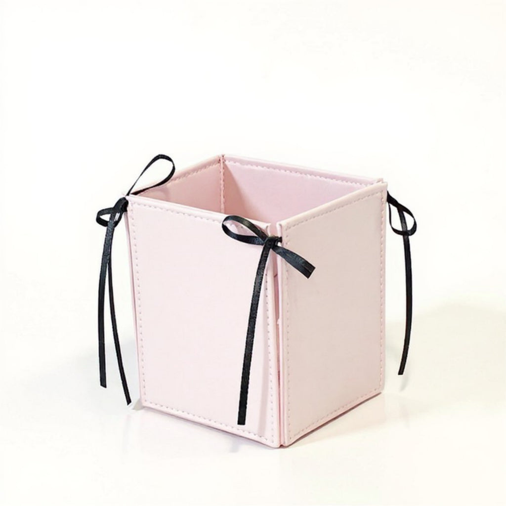 Anna-Kaci Foldable Pencil Holder with Ribbon Tie Corners and Multi-Section Design 3x4in