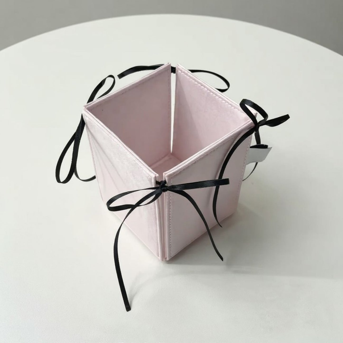 Anna-Kaci Foldable Pencil Holder with Ribbon Tie Corners and Multi-Section Design 3x4in